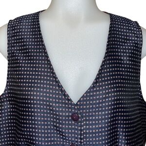 Vintage 80s/90s JACLYN SMITH CLASSICS Button Vest~M~Red/White/Blue~Squares